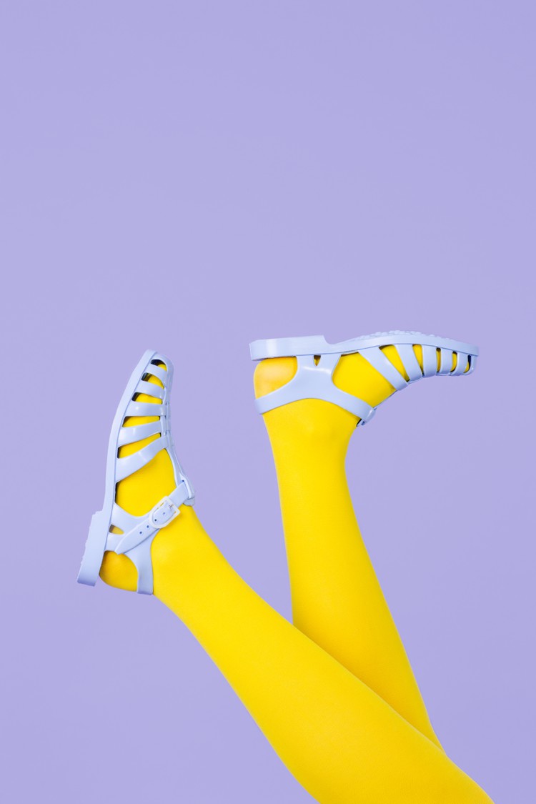Colourful product photography and styling of jelly shoes for Sun Jellies by Marianne Taylor.